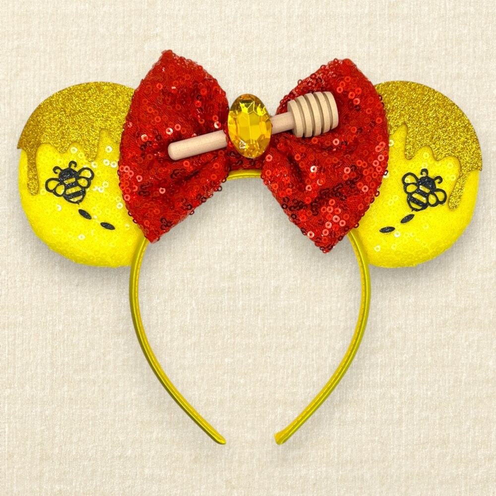 Yellow Sequin Winnie the Pooh Minnie Ears | Disney-Inspired Mouse Ears